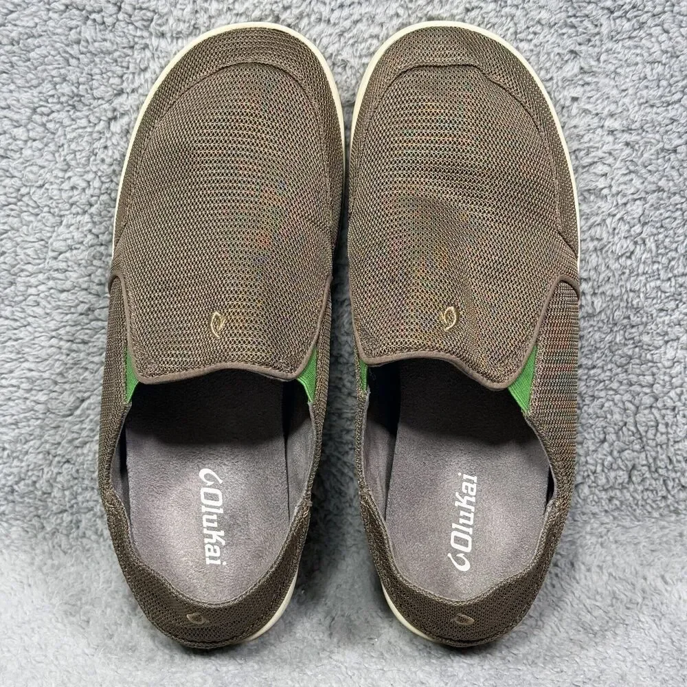 Olukai Nohea Mesh‎ Mens Size 11.5 Slip On Sneakers Shoes Mustang Lime Peel